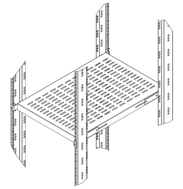 Base per Armadi 19'' Ripiano a Profondità Adattabile per Server Rack 1U Nero - immagine 4