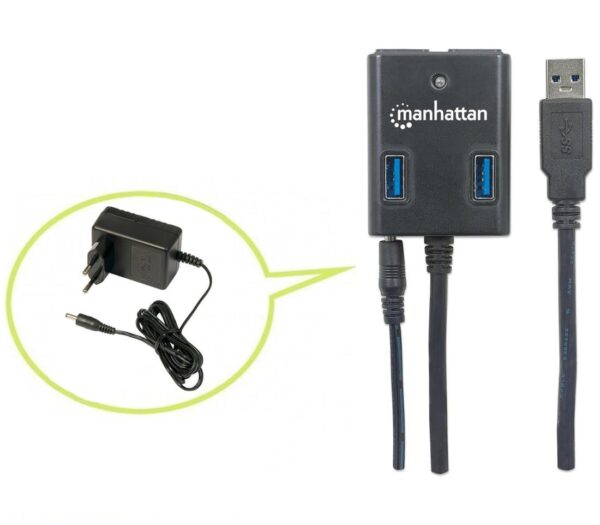 Hub USB 3.0 4 Porte con Alimentatore 5V 3A Nero - immagine 4