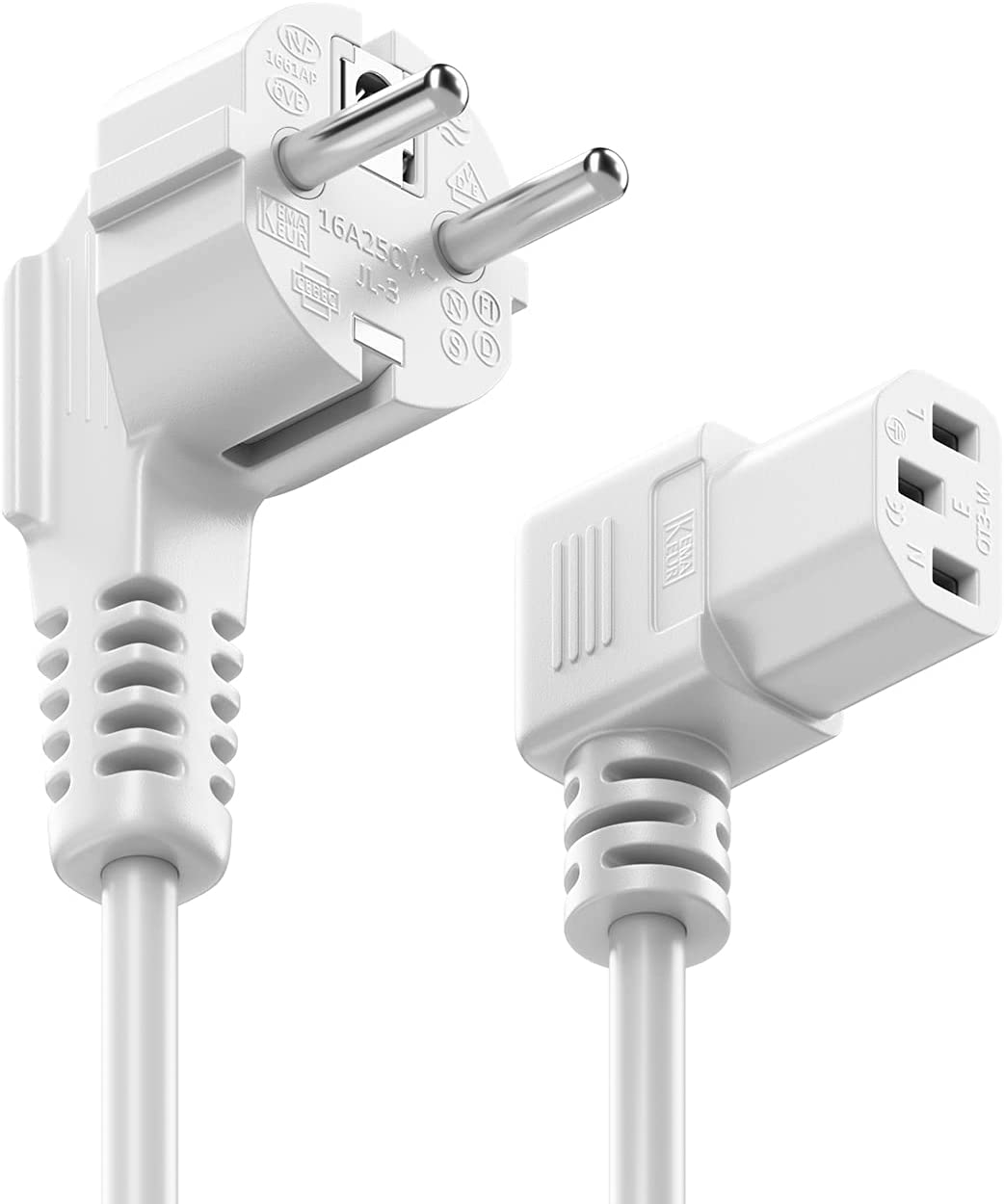 Cavo alimentazione C13 Angolato a Schuko Angolato 2 m Bianco - immagine 2