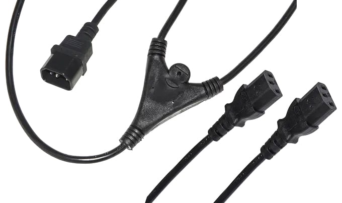 Cavo Prolunga di Alimentazione Sdoppiato 2 C13 F a 1 C14 M 1,8 m Nero - immagine 4