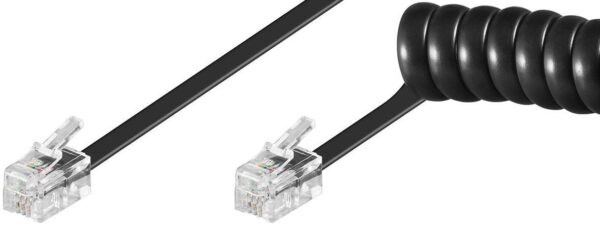 Cavo telefonico spiralato per cornetta 2mt RJ10 4P4C Nero - immagine 4