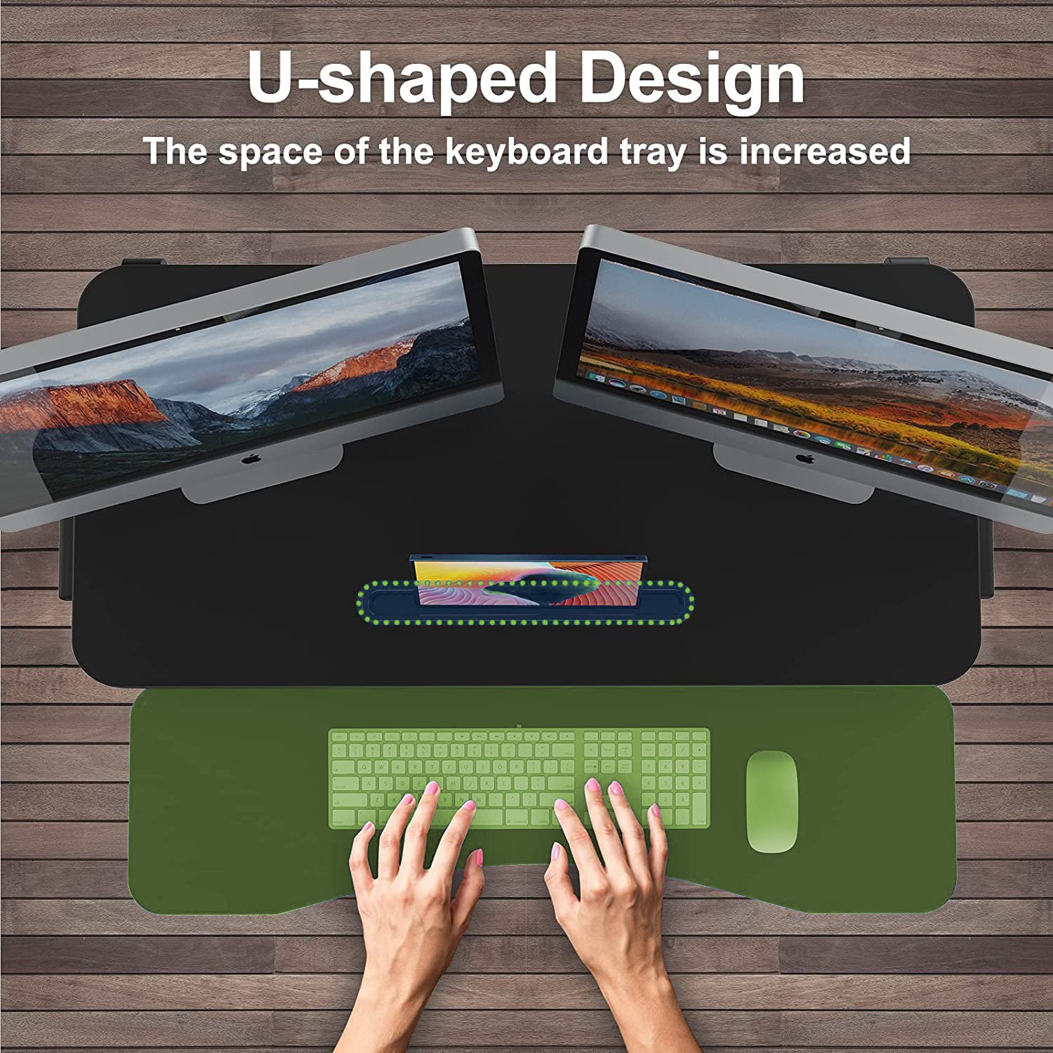 Convertitore da Scrivania In Piedi Sit Stand con Molla a Gas e Vassoio Porta Tastiera - immagine 4