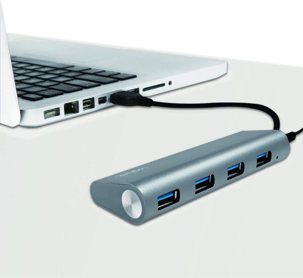 Hub USB 3.0 SuperSpeed 4 porte Alluminio Silver - immagine 4