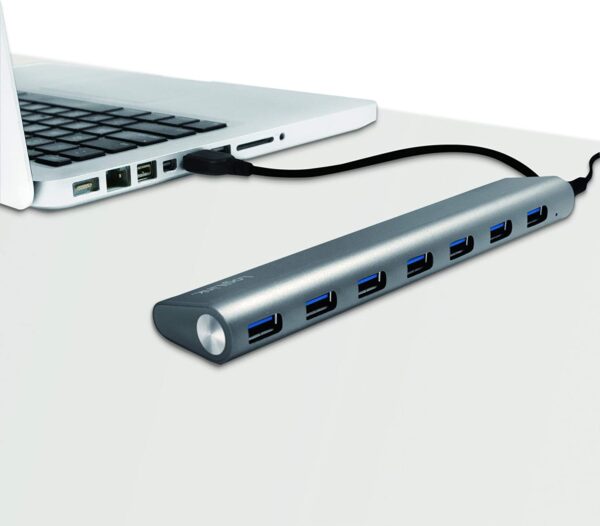 Hub USB 3.0 SuperSpeed 7 porte Alluminio Silver - immagine 4