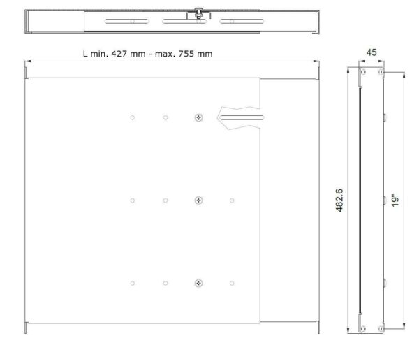 Mensola estensibile per Rack 19'' 1U Grigio 4 punti - immagine 4