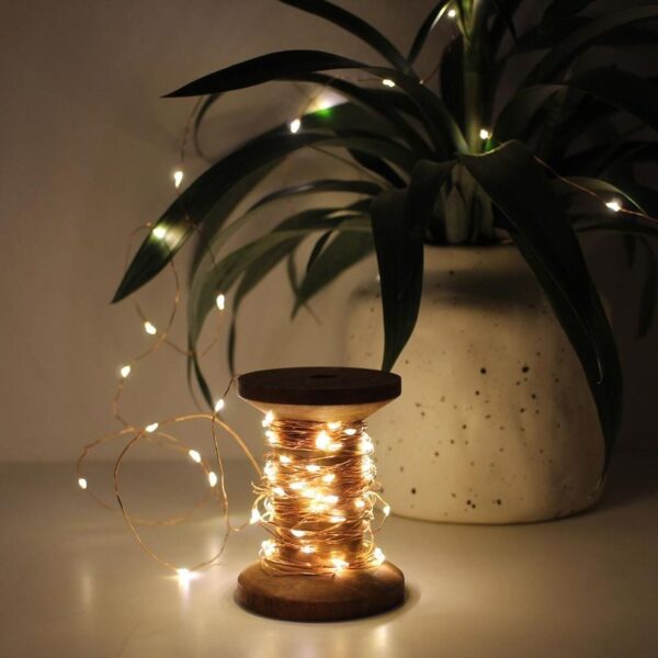 Bobina con Filo di Rame 100 Luci LED IP21 USB Interruttore On Off - immagine 4