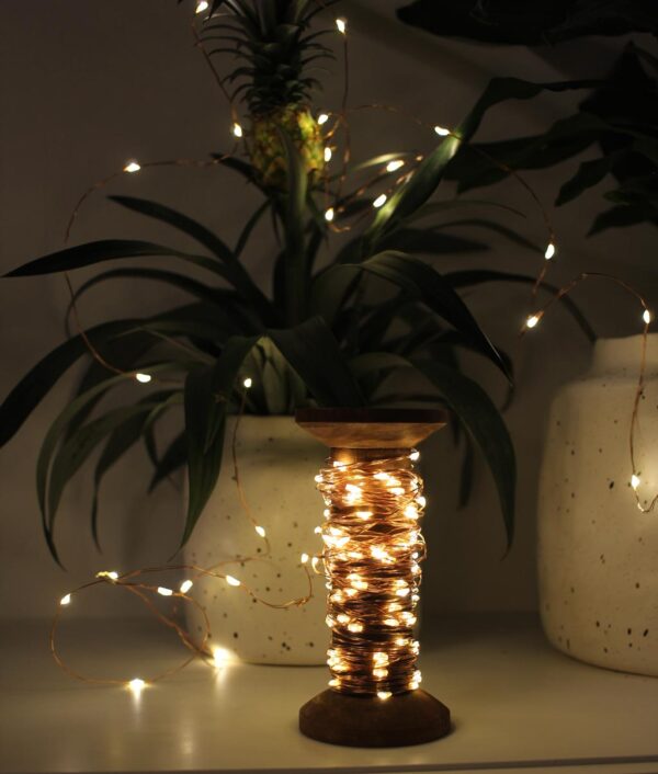 Bobina con Filo di Rame 150 Luci LED IP22 USB Interruttore On Off - immagine 4