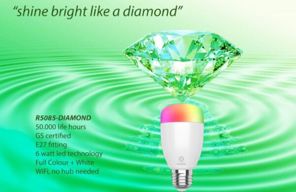 Lampadina LED E27 500lm Smart Controllo Vocale Alexa, R5085 Diamond - immagine 3