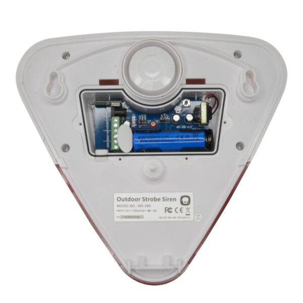 Sirena Wireless da Esterno IP54 con Lampeggiante LED WS-280, per Antifurto - immagine 4