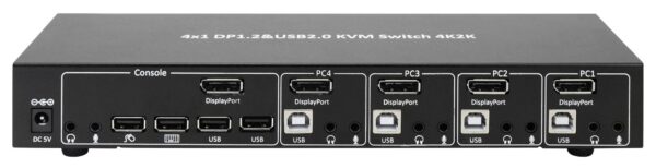 Switch KVM DisplayPort  1.2 e USB 2.0 4 porte con hub e audio - immagine 3