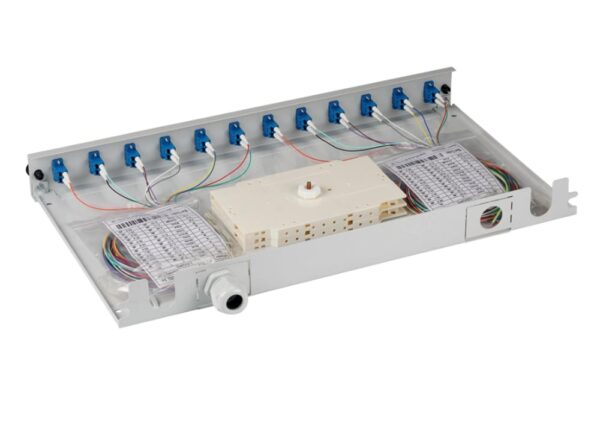 Cassetto Ottico 19'' Assemblato con 12 Bussole e 24 Pigtails LC Duplex Monomodale OS2 - immagine 3