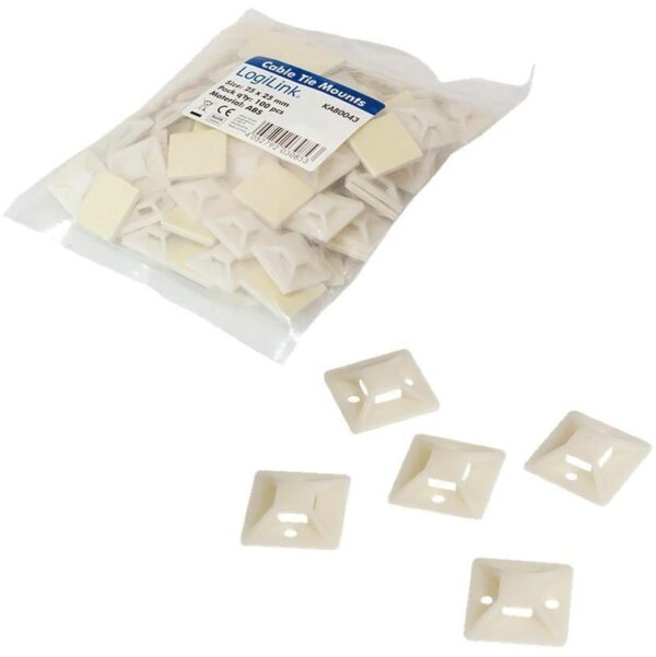 Supporto Autoadesivo 25x25mm per Fascette 100 Pz Beige - immagine 4