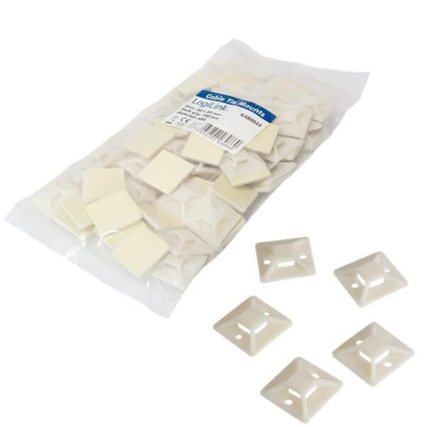 Supporto Autoadesivo 28x28 mm per Fascette 100 Pz Beige - immagine 4