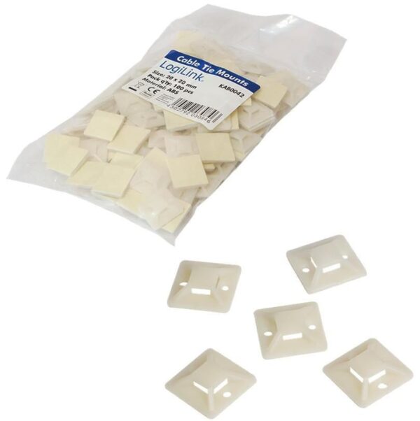 Supporto Autoadesivo 19x19mm per Fascette 100 Pz Beige - immagine 4