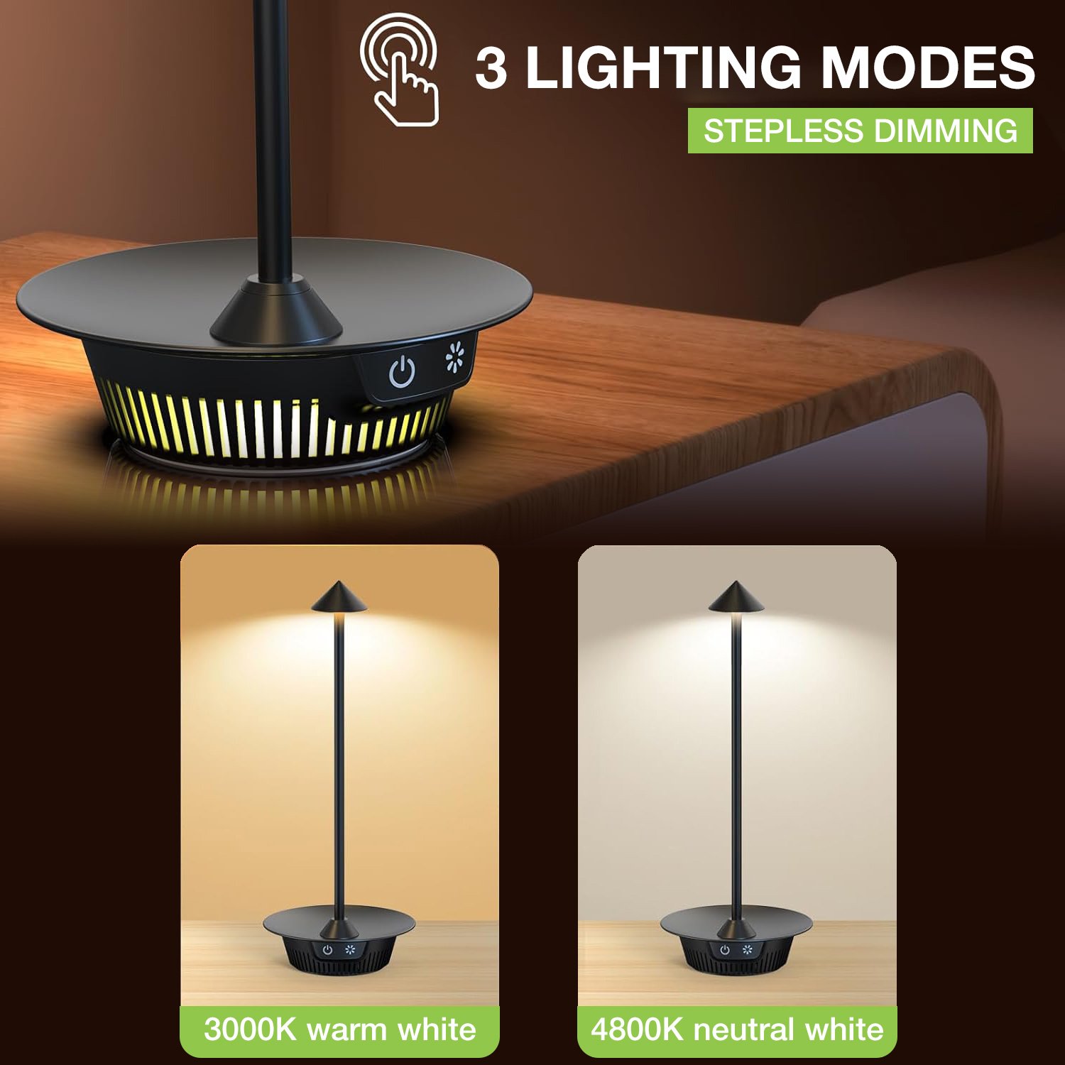 Lampada LED Multicolore da Tavolo Dimmerabile Batteria Ricaricabile Alimentazione USB-C™ - immagine 4