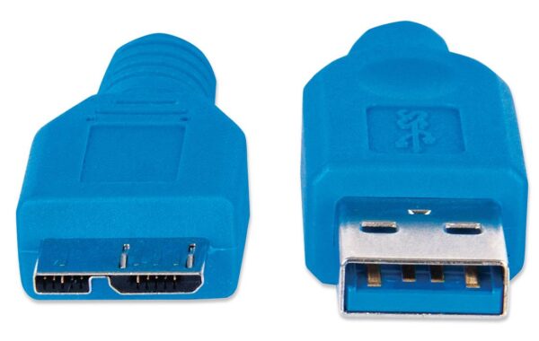 Cavo USB 3.0 SuperSpeed A/Micro B M/M 1 m Blu in Blister - immagine 4