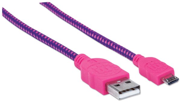 Cavo Micro USB Guaina Intrecciata USB2.0 A M/MicroB M Viola Blister - immagine 4