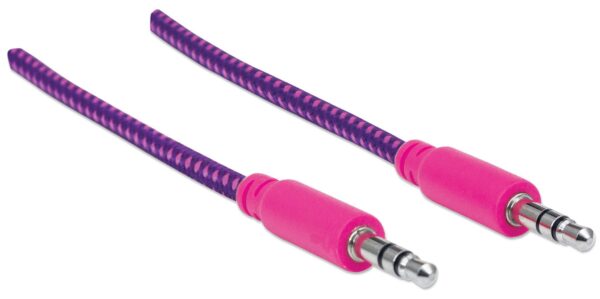 Cavo Audio con Guaina Intrecciata 1m Viola/Fucsia con Blister - immagine 4