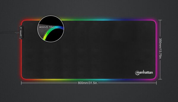 Tappetino Mouse Gaming XXL Illuminazione LED Effetti Luce RGB - immagine 4