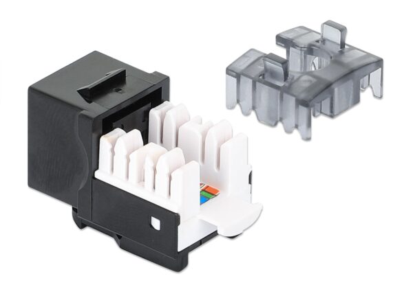 Frutto Keystone Slim Cat.6 per Cavo Rigido con Supporto Punch-Down 25 pz Nero - immagine 3