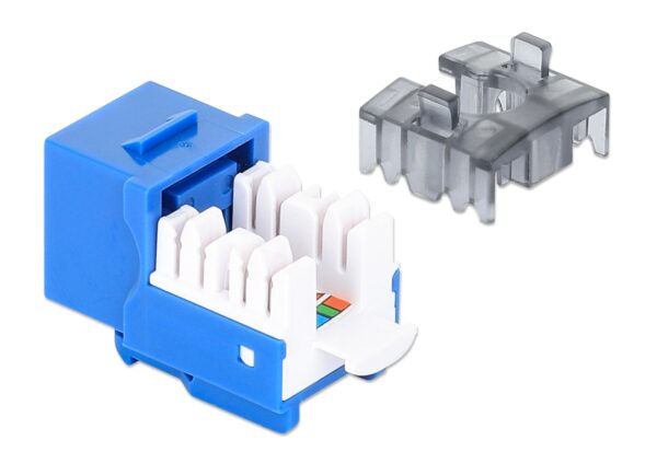 Frutto Keystone Slim Cat.6 per Cavo Rigido con Supporto Punch-Down 25 pz Blu - immagine 3