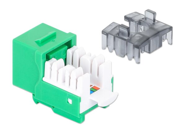 Frutto Keystone Slim Cat.6 per Cavo Rigido con Supporto Punch-Down 25 pz Verde - immagine 3