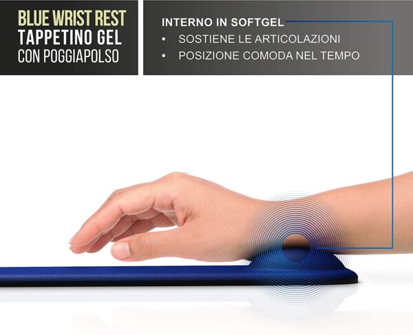 Tappetino con Cuscinetto Poggiapolso in Gel Blu - immagine 4