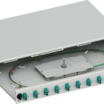 Cassetto Ottico 19'' Scorrevole con 12 Bussole e 24 Pigtails LC Duplex Multimodale OM3 Grigio