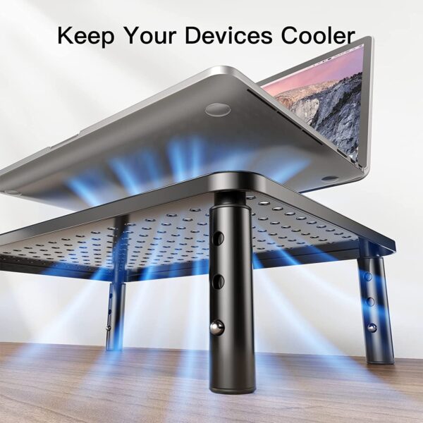 Supporto per Monitor Ergonomico Regolabile con 3 Altezze in Metallo Nero - immagine 7