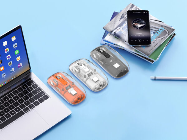 Mouse Ottico Wireless 800-1600 dpi con Micro Ricevitore USB Nero Trasparente - immagine 7