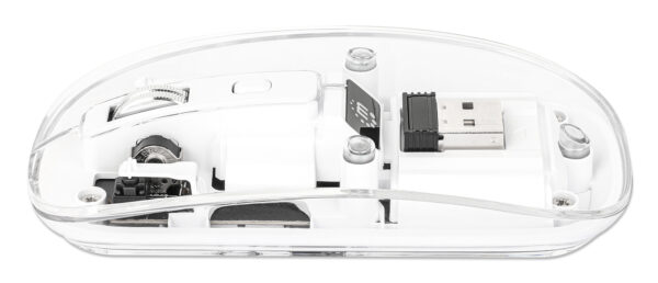 Mouse Ottico Wireless 800-1600 dpi con Micro Ricevitore USB Bianco Trasparente - immagine 7