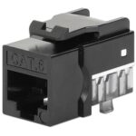 Frutto Keystone Slim Cat.6 per Cavo Rigido con Supporto Punch-Down 25 pz Nero