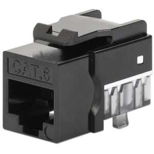 Frutto Keystone Slim Cat.6 per Cavo Rigido con Supporto Punch-Down 25 pz Nero