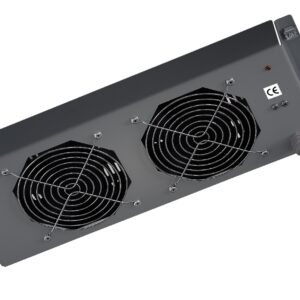 Gruppo di 2 Ventole a Soffitto Senza Termostato per Rack 19'' Nero