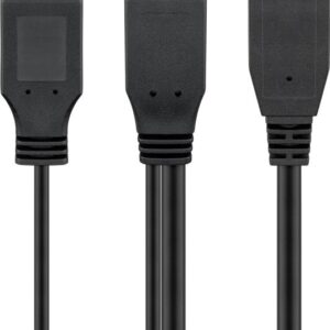 Cavo USB 3.2 SuperSpeed ad Y 2x A M / Micro B M 0,3 m Nero