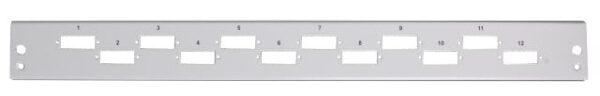 Pannello di distribuzione 12 bussole SC Duplex / LC Quad 1U Grigio