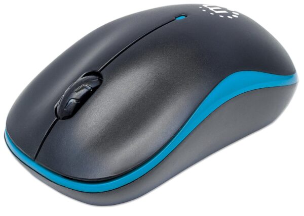 Mouse Ottico Wireless con Micro Ricevitore USB 1000dpi Nero/Azzurro
