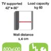 Supporto a Muro per TV LED LCD 42-80'' Ultra Slim fisso H600mm - immagine 6