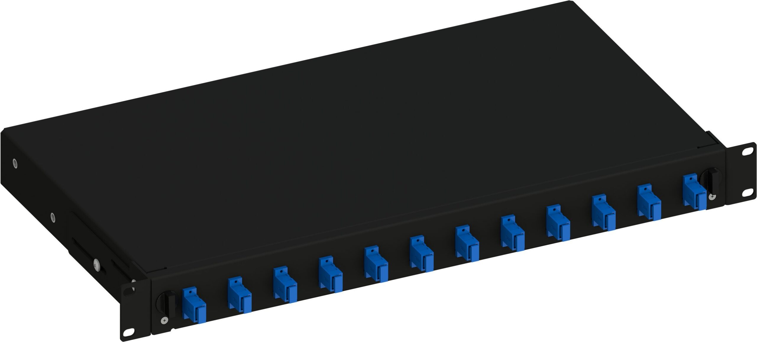 Cassetto Ottico 19'' Scorrevole con 12 Bussole SC Simplex Monomodale Nero