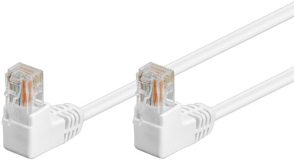 Cavo di rete Patch Angolato 90° CCA Cat. 5e Bianco UTP 1 m