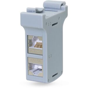 Adattatore per Guida DIN con 2 Accoppiatori Cat.6A RJ45 F/F, Schermato