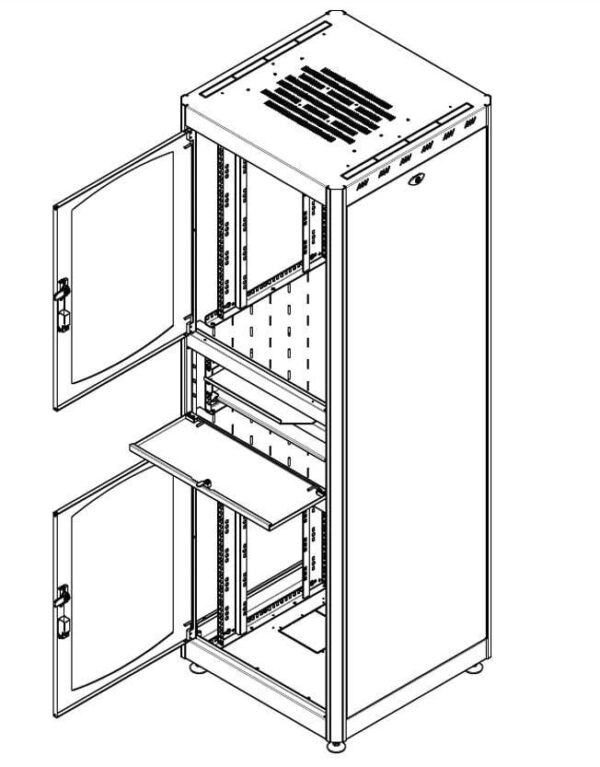 Armadio Rack 19'' 600x600 38U con Ripiano Tastiera Grigio - immagine 5