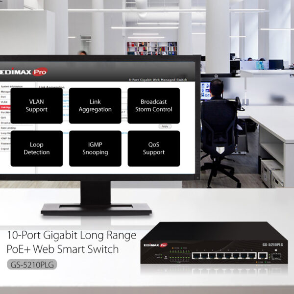 Smart Switch Web 10 porte Gigabit PoE+ 1 porta SFP, GS-5210PLG - immagine 6