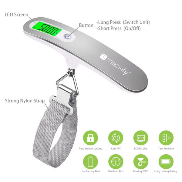 Pesa Valigie Digitale Capacità 50 kg Silver - immagine 6
