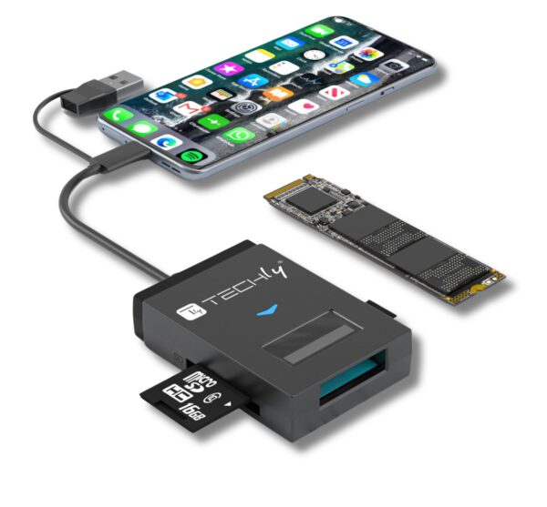 Adattatore USB-A/USB-C™ a NVME/SATA M.2 con Lettore Memorie SD/TF - immagine 5