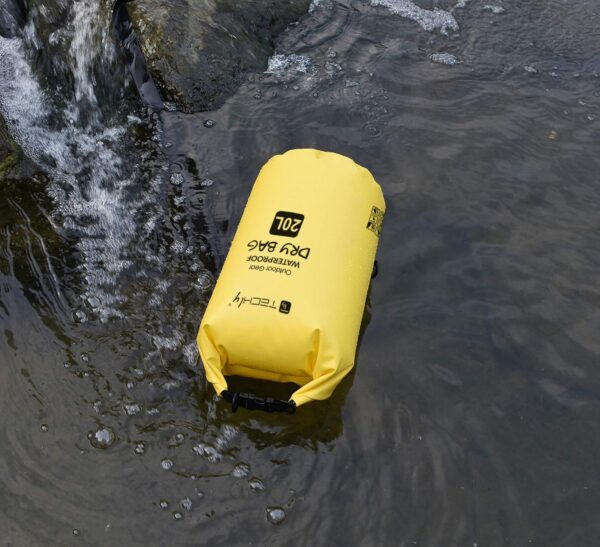 Sacca Impermeabile 20L Dry Bag con Tracolla Regolabile Giallo - immagine 5