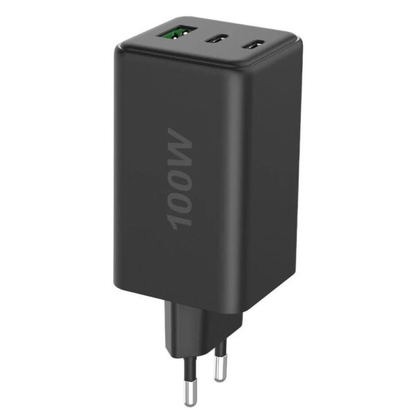 Caricatore Alimentatore GaN 100W 2x USB-C™ 1x USB-A Power Delivery Fast Charger Nero - immagine 5
