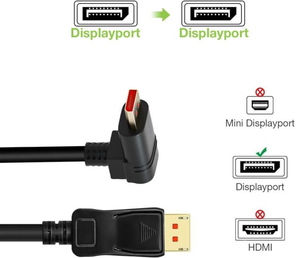 Cavo Audio/Video DisplayPort 1.4 8K M/M Angolato 90° 1m Nero - immagine 5
