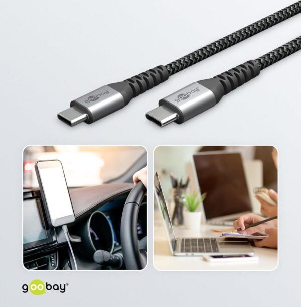 Cavo Tessile USB-C™ Maschio/USB-C™ Maschio 0,5 m Grigio - immagine 5
