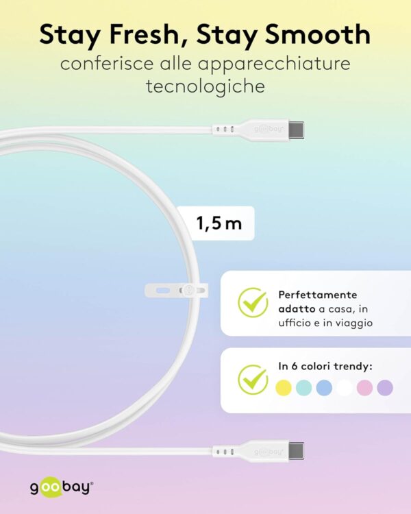 Cavo USB-C™ Maschio/Maschio USB 2.0 in Silicone 1,5 metri Azzurro - immagine 7